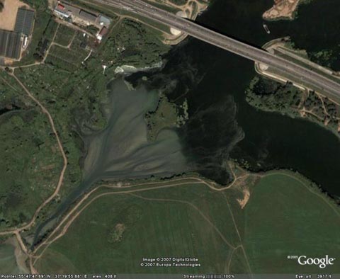Загрязнения на космических снимках (Google Earth)